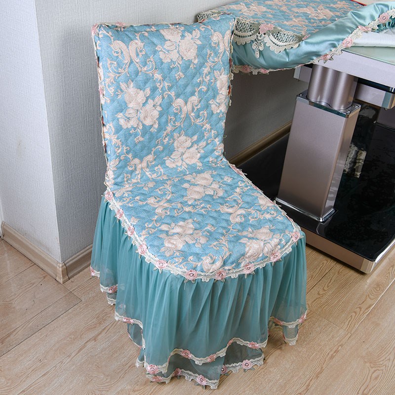 欧式布艺家用餐厅连体座椅套全包椅子套罩四季通用餐桌凳子套布.