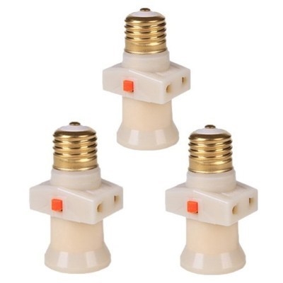 螺口灯座带开关插座e27家用白色灯头分火灯口灯座纯铜功能转换.