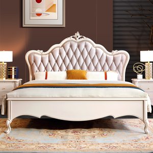 实木榉木双人床图片