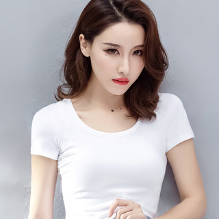 短袖t恤女夏季上衣百搭白色打底衫