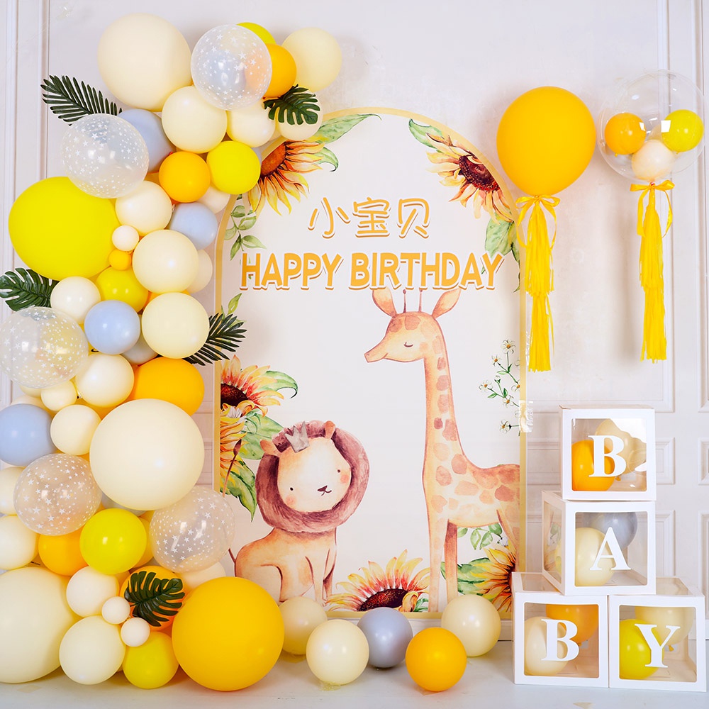 男孩女宝宝1一周岁生日布置装饰场景儿童满月百天宴气球主题背景