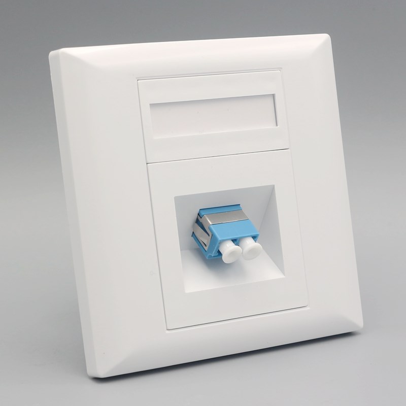 86型单口lc光纤网络面板 斜口两芯耦合器upc法兰光钎电脑墙壁插座