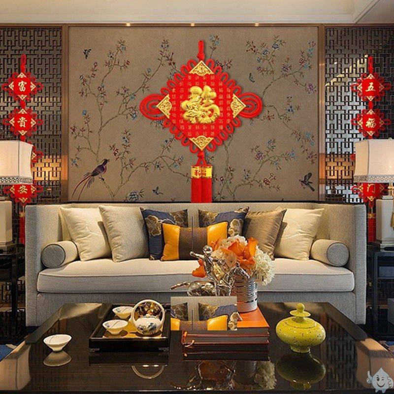 过年装饰挂件2020年挂饰中国结客厅家用年新款电视背景墙新
