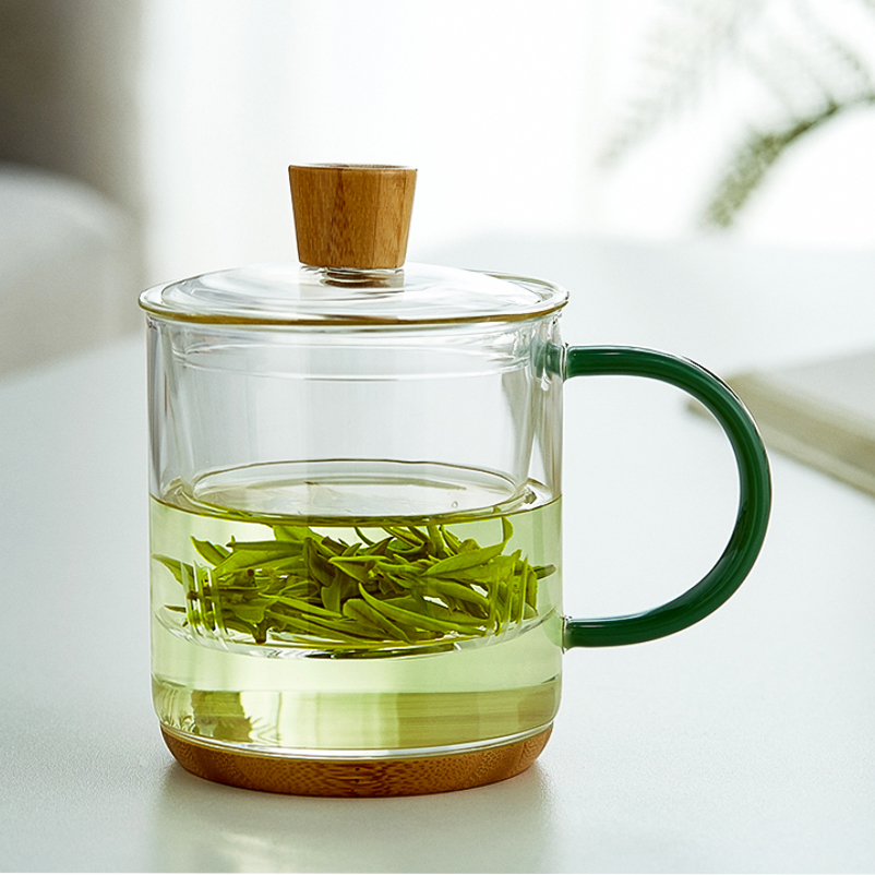 茶水分离泡茶杯带盖过滤钢化玻璃杯带把办公室喝茶杯子男女士家用