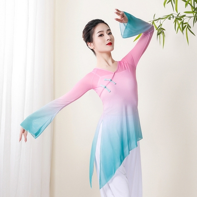 古风舞蹈服燕无歇爱莲说笑纳古典舞表演服女飘逸渐变过渡身韵纱.