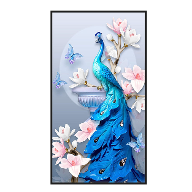 定制玄关装饰画吉祥喜庆孔雀客厅装饰画平面浮雕3d效果装饰画挂
