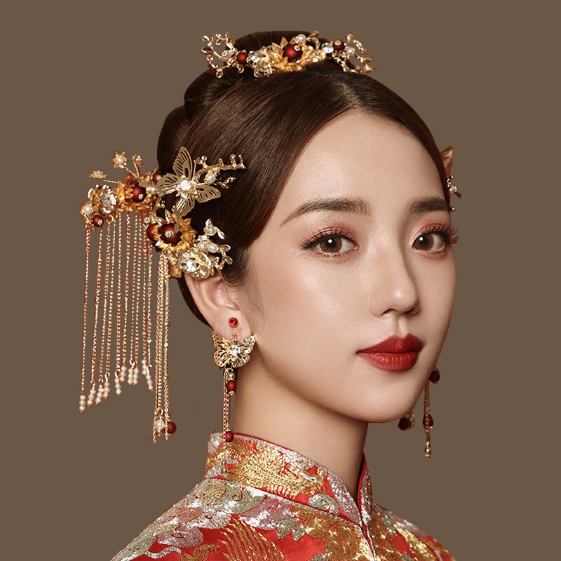 秀禾服头饰新娘2021年新款圆脸