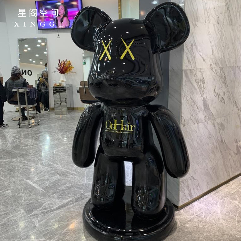 暴力熊卡通网红雕塑户外大型商场店铺玻璃钢美陈装饰品落地大摆件