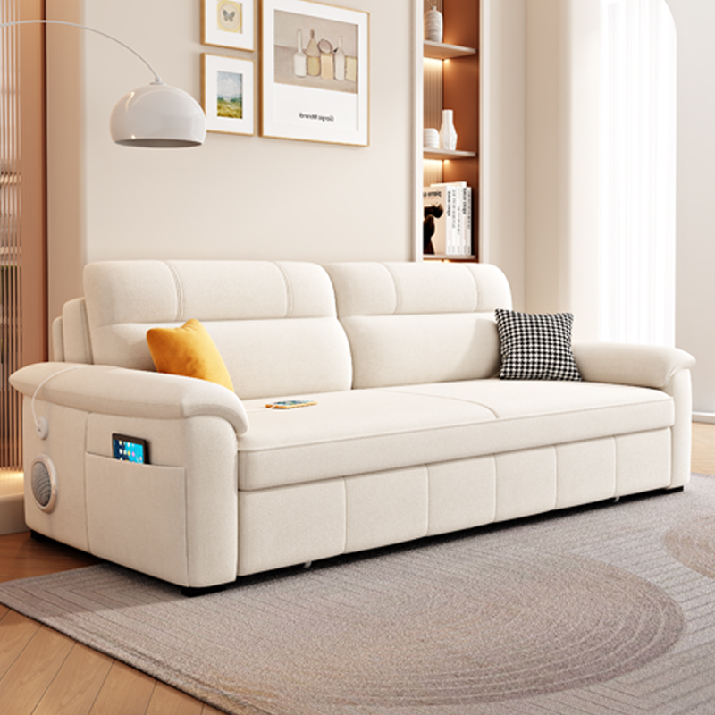 新款奶油风沙发床科技绒小户型客厅折