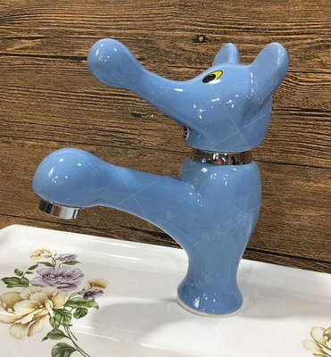 卡通陶瓷水龙头幼儿园洗手池台z上盆洗面盆全铜冷热彩色儿童龙头