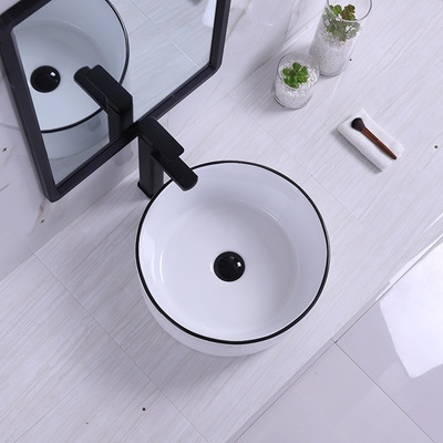 陶瓷台上盆北欧洗手盆黑色洗脸盆阳台卫生间s小尺寸台盆家用洗面