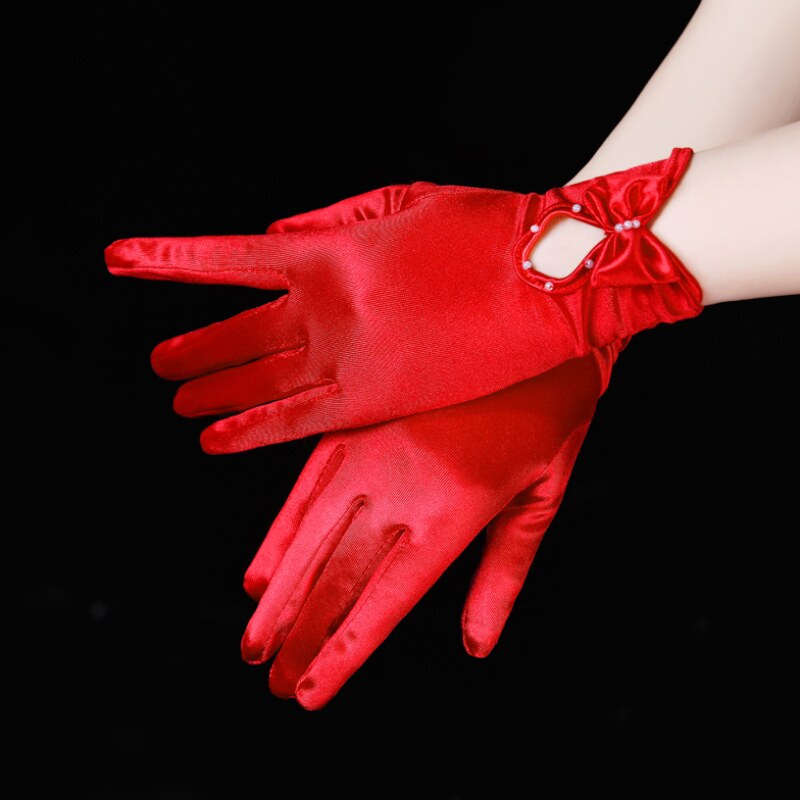 红手套婚新娘秀禾结婚婚礼礼服蕾丝网纱仙气长款优雅旗袍配饰