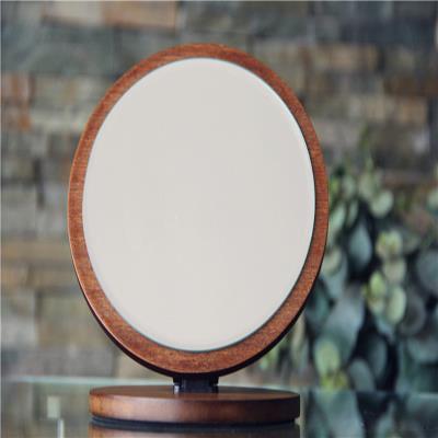 圆形化妆镜木质台式镜子单面镜图片