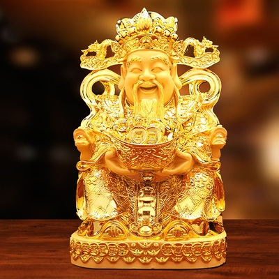 招财文财神爷摆件客厅家用供奉财神像金佛像店铺乔迁装饰开业礼品