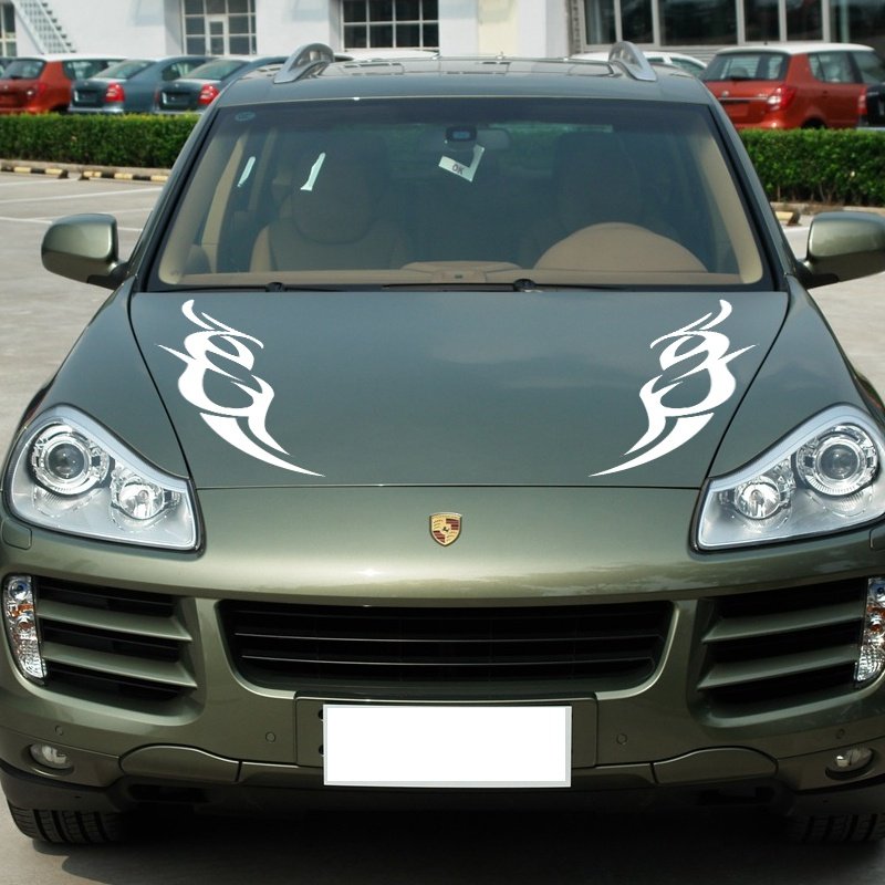 22适用g于汽车拉花车贴纸反光机盖贴 图腾引擎盖备胎 火焰运动机