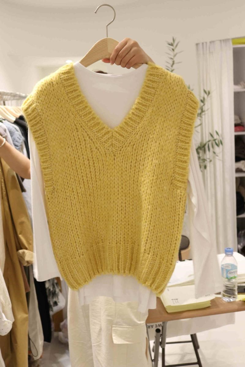 韩国东大门2020秋季新款v领简约套头百搭针织无袖背心毛衣马甲女