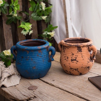 陶瓷花盆个性粗陶复古多肉花盆图片