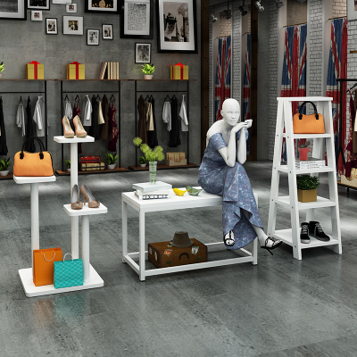 橱窗展示架铁艺圆形流水台展示台高低桌服装店展示架中岛陈列架.