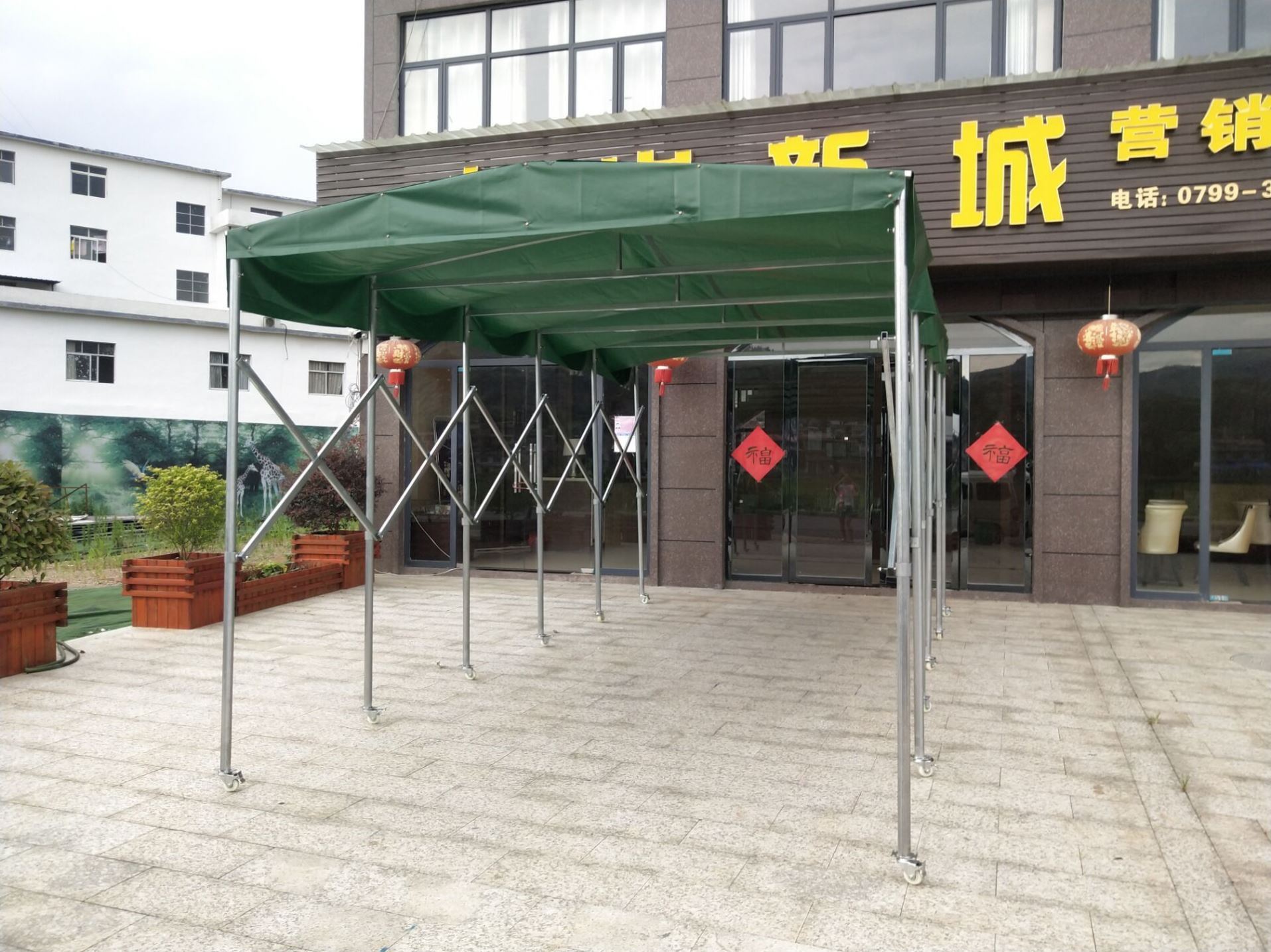 餐饮移动推拉雨棚伸缩棚厂家直销可移动定制工地临时检测帐蓬定做