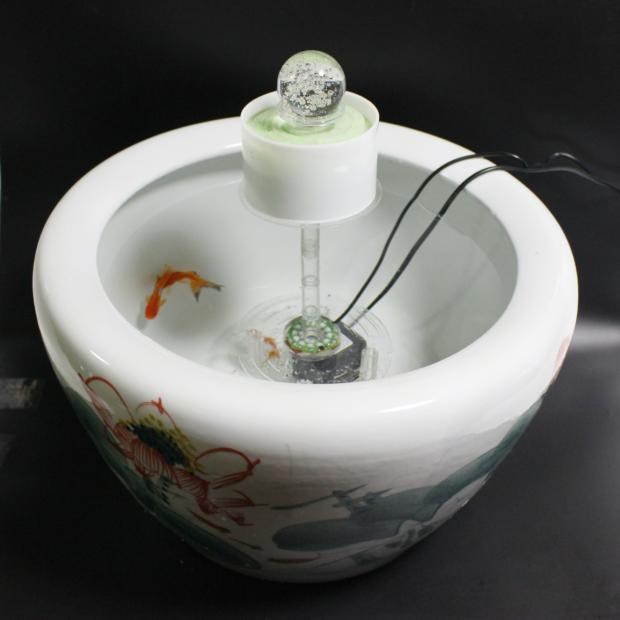 玻璃圆形鱼缸过滤器外置图片