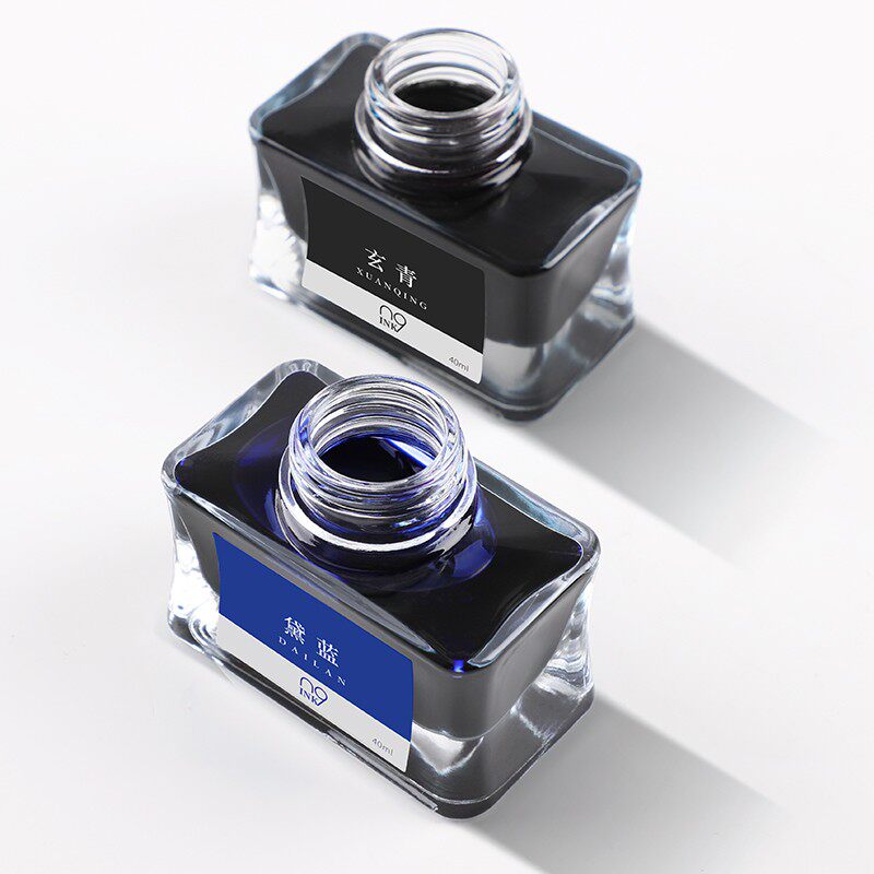 n9钢笔专用墨水非碳素学生钢笔用纯黑色墨水40ml四方瓶装无碳笔用墨水