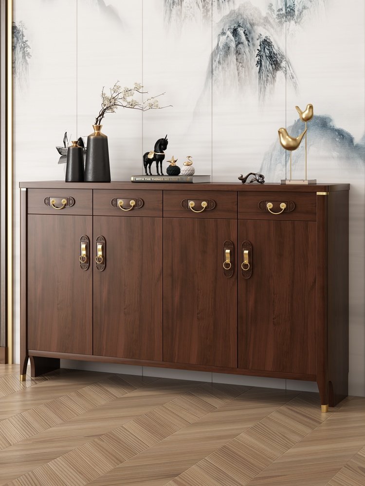 新中式实木框鞋柜家用门口玄关柜简约现代入户门厅收纳阳台储物柜