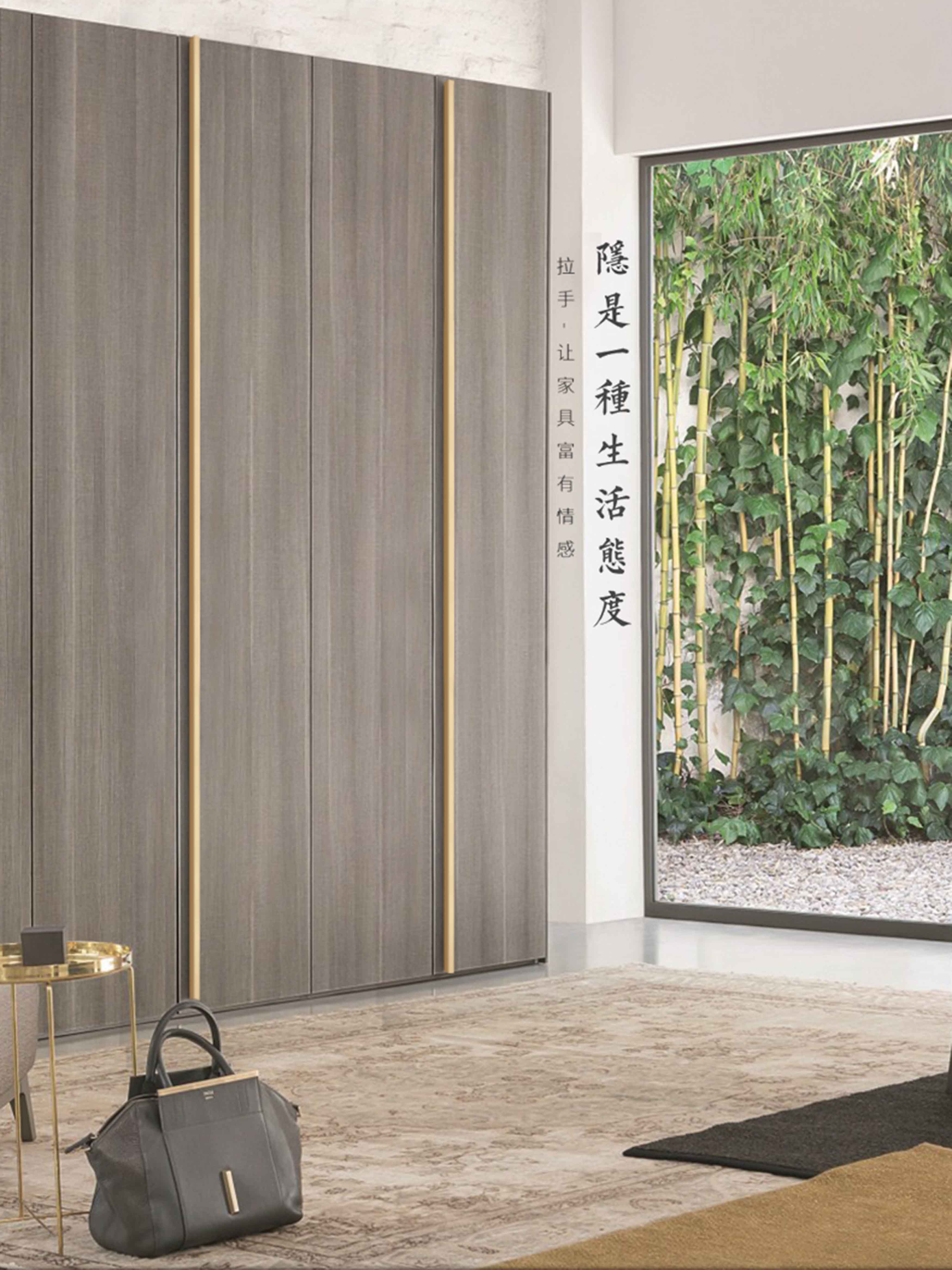 定制加长轻奢衣柜柜门拉手北欧式现代简约金色黑色把手通顶超长款