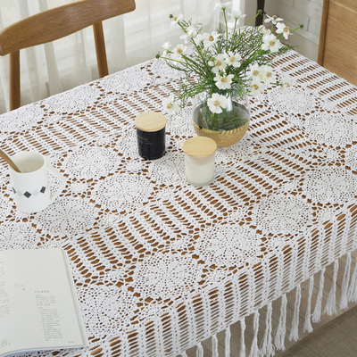 棉线钩花桌布图片