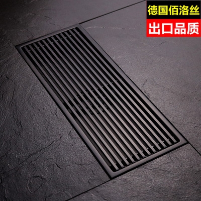 黑色304不锈钢长方形地漏防臭卫生间淋浴房侧排水槽加长条形条型