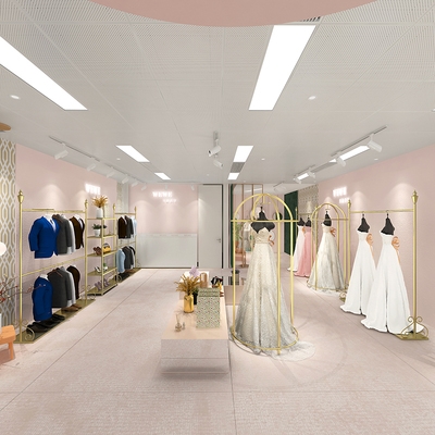 婚纱店高档落地展示架金色正侧挂衣架双层影楼挂西装礼服架子定制