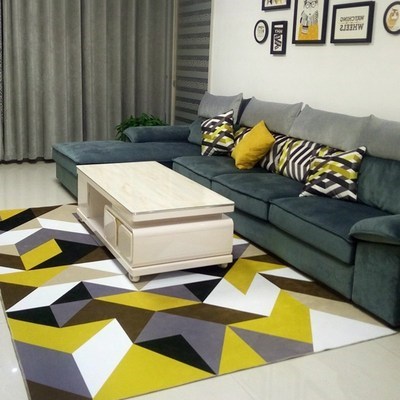 客厅沙发茶几地毯简约现代几何图地垫家用可手洗北欧风格卧室地.