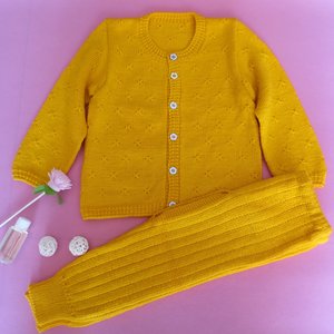 秋冬新款婴儿宝宝棉开衫纯手工编织儿童毛衣外套满月送礼新生儿衣