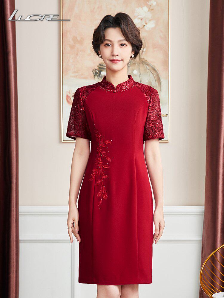 lucre喜婆婆婚宴装妈妈婚礼装妈妈2021新春夏结婚礼服敬酒服高贵