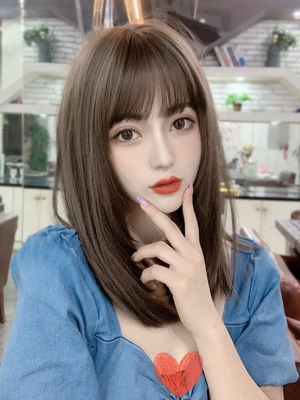 发型假发中长发直发图片