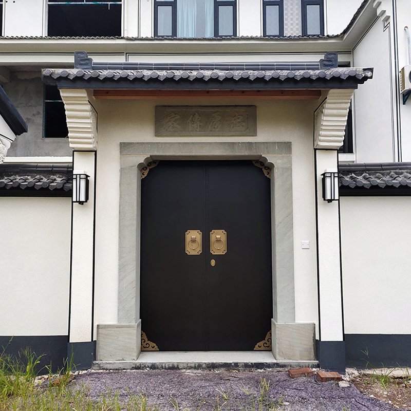 真铜门_真铜门中式不锈钢镀铜定制防盗木纹新仿实木入户庭院别墅大门