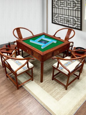 实木自动麻将桌餐桌图片