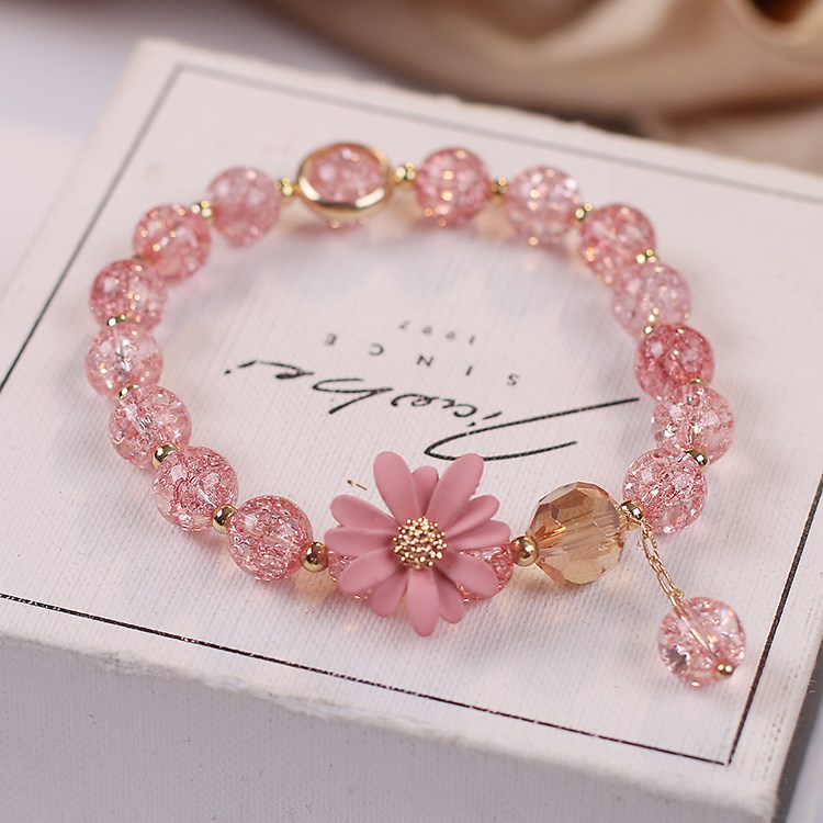 粉水晶花朵手链价格