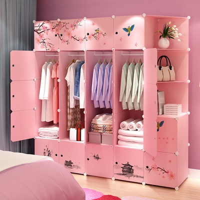 儿童衣柜女孩公主粉_衣柜少女心ins卧室粉色女生韩版可爱公主衣橱女童