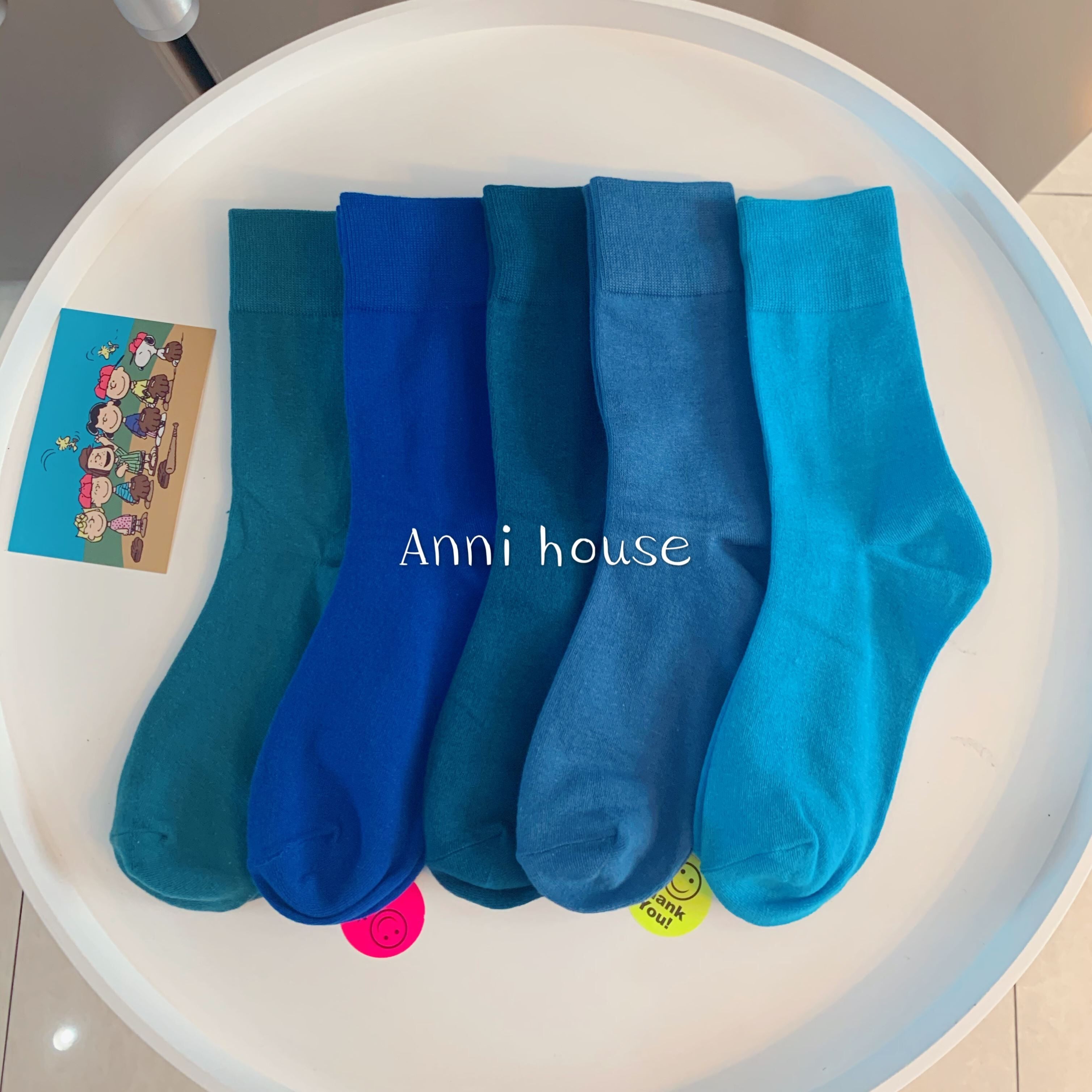 克莱因蓝袜子中筒纯色春秋夏季韩版男女百搭时尚蓝色小腿长筒袜