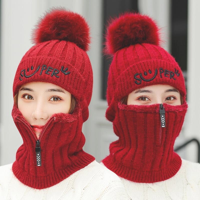 雪地帽女 防寒 冬天帽子女针织毛线帽护耳保暖加厚韩版儿童秋冬季