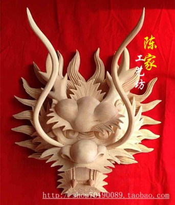 东阳木雕立体龙头挂件欧式木花实木贴花中式寺庙柱头梁托包邮