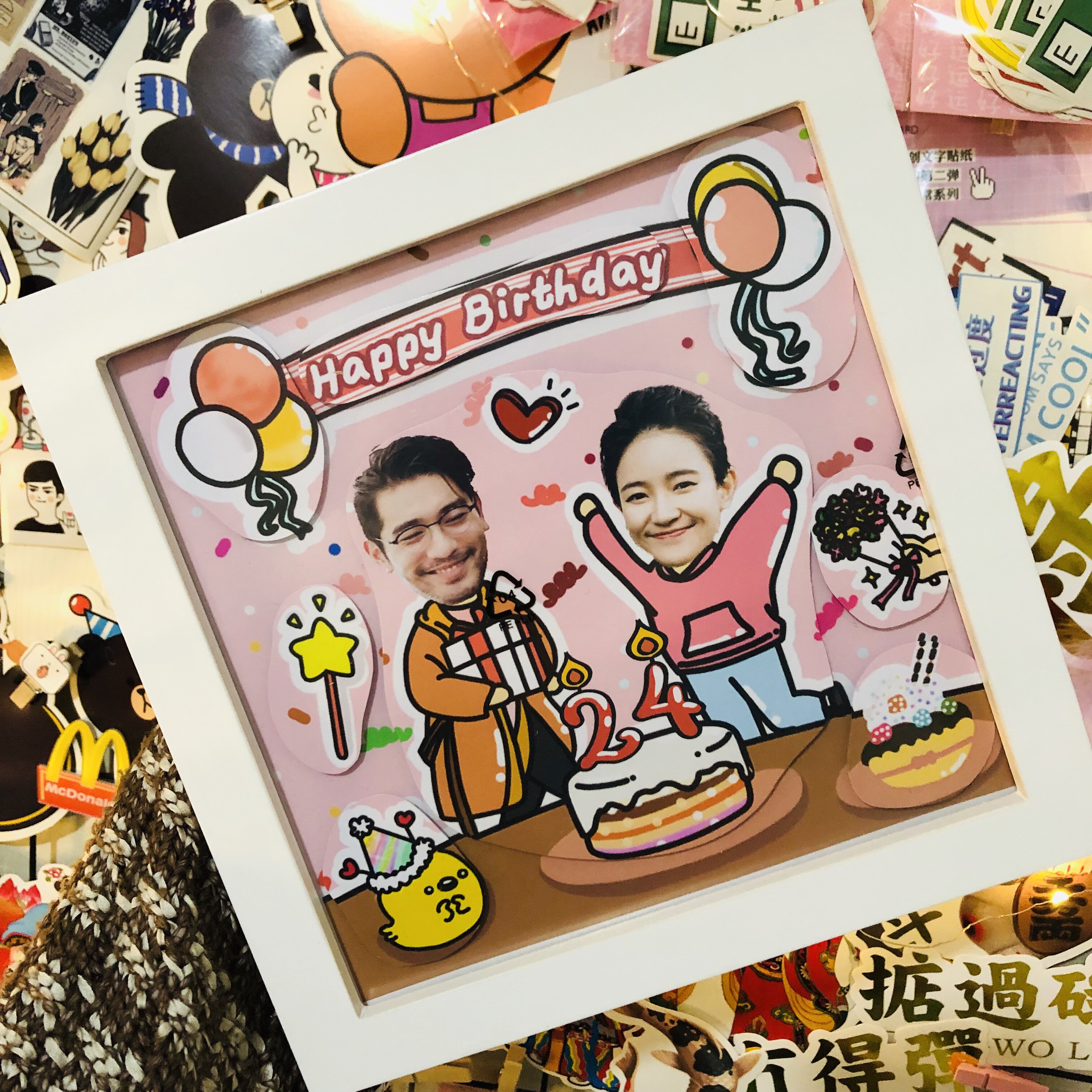 新品diy相框定制立体照片情侣闺蜜生日礼物7寸摆台手工创意情人节