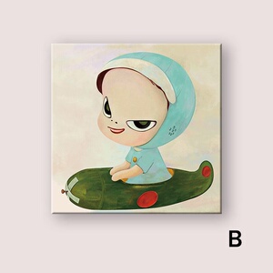 奈良美智梦游娃娃装饰画卡通床头可爱儿童房背景墙壁画挂画无