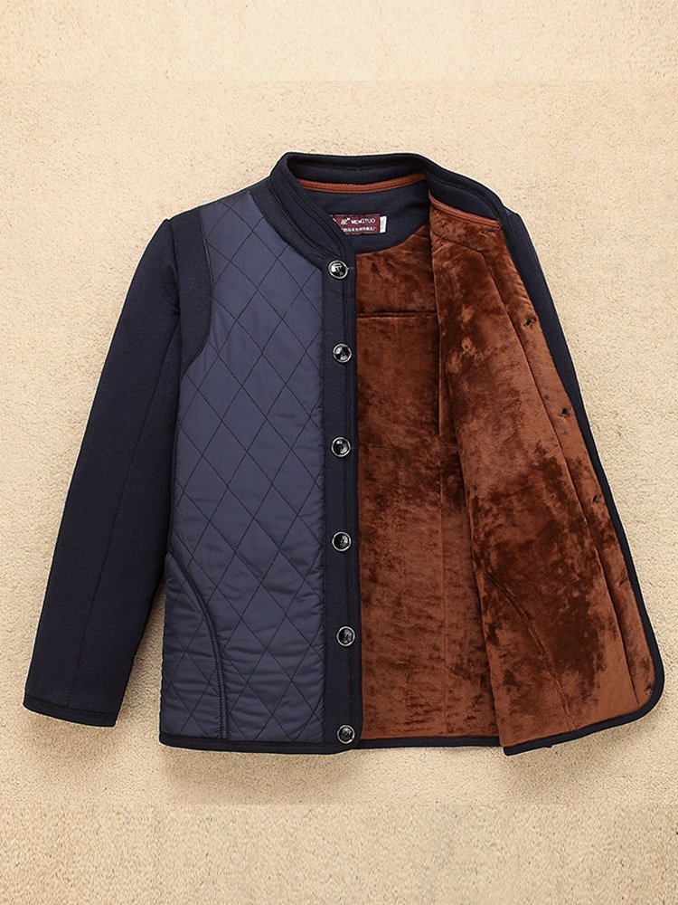 冬季中老年驼绒棉袄男士棉衣立领棉服保暖外套爸爸装老头宽松大码