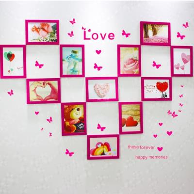 墙贴心形洗照片做成照片墙装饰相框墙挂墙免打孔婚纱照组合相片墙贴1