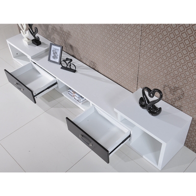 电视柜简约现代伸缩黑白色图片