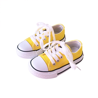 儿童帆布鞋春秋新款男女童系带板鞋中大童球鞋幼儿园小白鞋亲子鞋