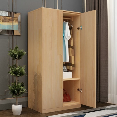 实木两门衣柜成人图片