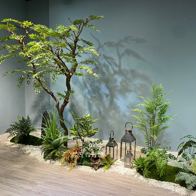 现代简约枫树景观干景布置枯山水造景室内橱窗空间会所样板间设.
