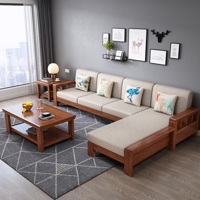 整夏两用沙发客厅n三人大小户型冬装布艺木头古别典墅农村办公